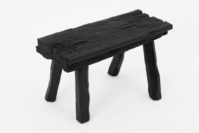  Logniture Rustic Blackened Wood stool with Raw Organic Form Indoor Outdoor