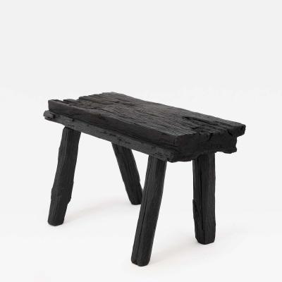  Logniture Rustic Blackened Wood stool with Raw Organic Form Indoor Outdoor