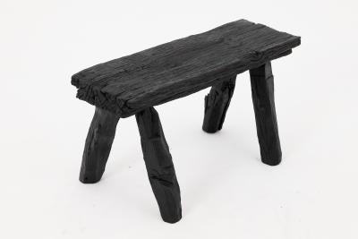  Logniture Rustic Blackened Wood stool with Raw Organic Form Indoor Outdoor