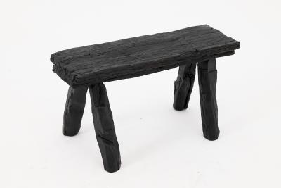  Logniture Rustic Blackened Wood stool with Raw Organic Form Indoor Outdoor