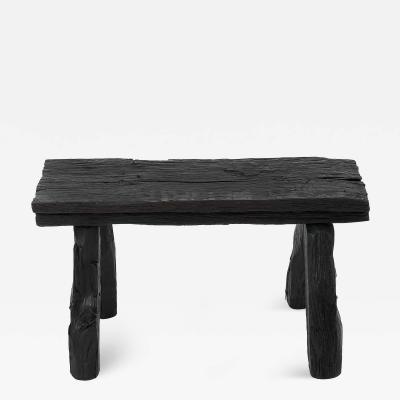  Logniture Rustic Blackened Wood stool with Raw Organic Form Indoor Outdoor