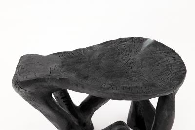  Logniture Rustic Sculptural Coffee Table Burnt Black Wood Carved Unique Logniture