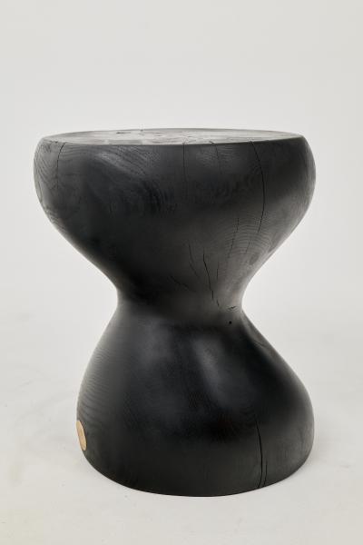  Logniture Rustic Sculptural Side Table Burnt Black Oak Wood Carved Unique Logniture