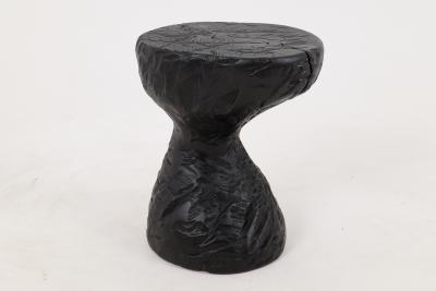  Logniture Rustic Sculptural Side Table Burnt Black Oak Wood Carved Unique Logniture