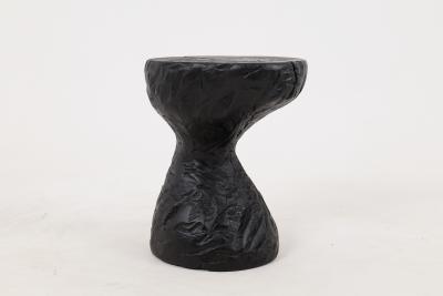  Logniture Rustic Sculptural Side Table Burnt Black Oak Wood Carved Unique Logniture