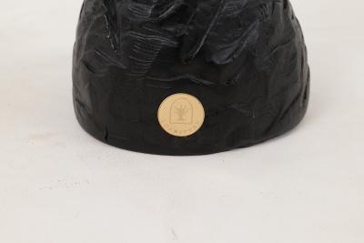  Logniture Rustic Sculptural Side Table Burnt Black Oak Wood Carved Unique Logniture