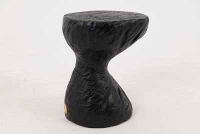  Logniture Rustic Sculptural Side Table Burnt Black Oak Wood Carved Unique Logniture
