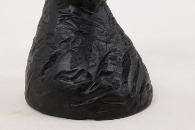  Logniture Rustic Sculptural Side Table Burnt Black Oak Wood Carved Unique Logniture