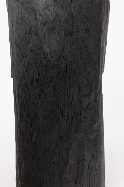  Logniture Rustic Sculptural Side Table Burnt Black Wood Carved Unique Logniture