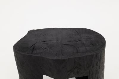  Logniture Rustic Sculptural Side Table Burnt Black Wood Carved Unique Logniture