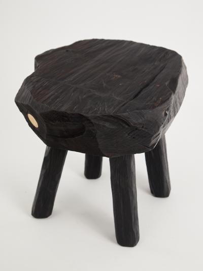  Logniture Rustic Sculptural Side Table Stool Burnt Black Wood Unique Logniture
