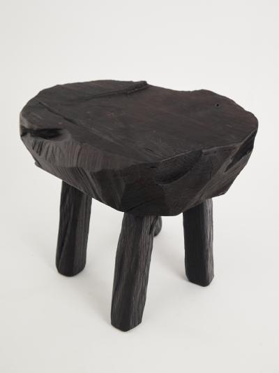  Logniture Rustic Sculptural Side Table Stool Burnt Black Wood Unique Logniture