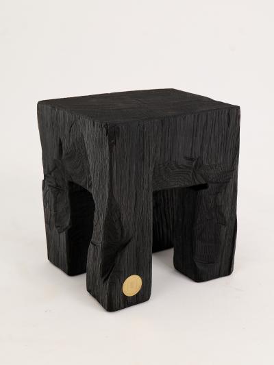 Logniture Rustic Side Table Stool Burnt Black Oak Wood Unique Logniture