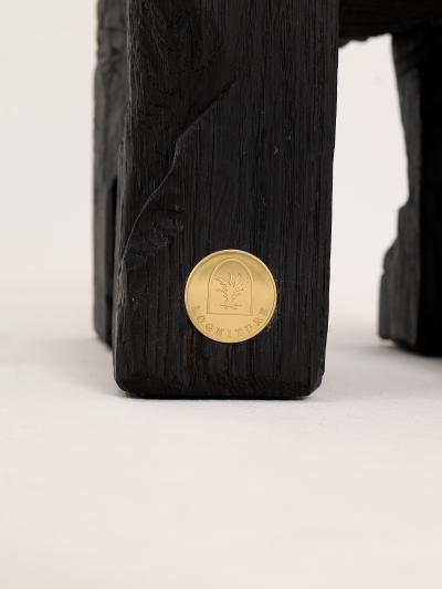  Logniture Rustic Side Table Stool Burnt Black Oak Wood Unique Logniture