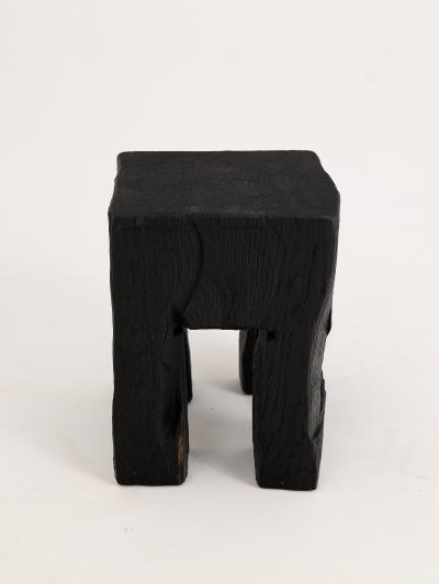  Logniture Rustic Side Table Stool Burnt Black Oak Wood Unique Logniture