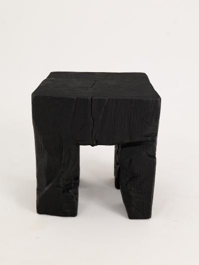  Logniture Rustic Side Table Stool Burnt Black Oak Wood Unique Logniture