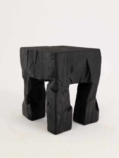  Logniture Rustic Side Table Stool Burnt Black Oak Wood Unique Logniture