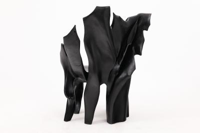 Logniture Sculptural Black Charred Wood Armchair in Organic Form by Logniture