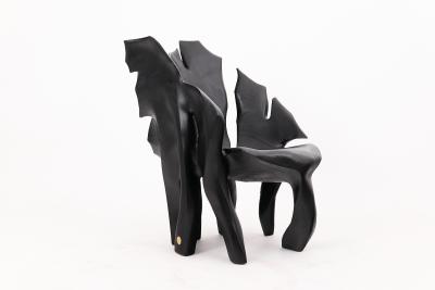 Logniture Sculptural Black Charred Wood Armchair in Organic Form by Logniture