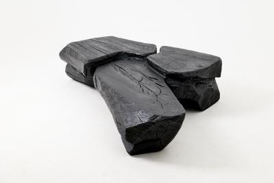  Logniture Sculptural Coffee Table Rustic Burnt Black Wood Carved Handmade Logniture