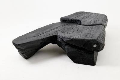  Logniture Sculptural Coffee Table Rustic Burnt Black Wood Carved Handmade Logniture