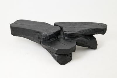  Logniture Sculptural Coffee Table Rustic Burnt Black Wood Carved Handmade Logniture