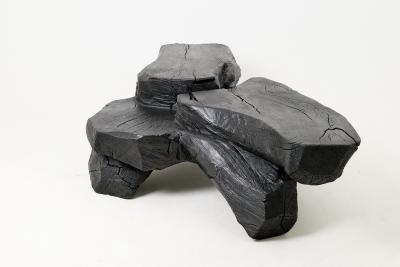  Logniture Sculptural Coffee Table Rustic Burnt Black Wood Carved Handmade Logniture