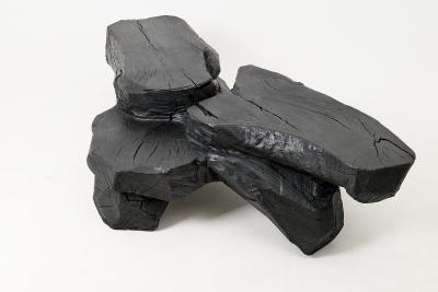  Logniture Sculptural Coffee Table Rustic Burnt Black Wood Carved Handmade Logniture