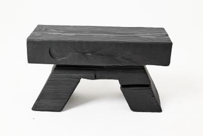  Logniture Sculptural Hardwood Stool Side Table Charred Wood Hand Carved Logniture