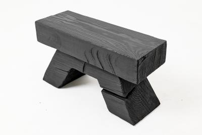  Logniture Sculptural Hardwood Stool Side Table Charred Wood Hand Carved Logniture