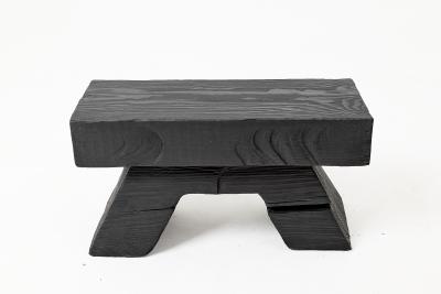  Logniture Sculptural Hardwood Stool Side Table Charred Wood Hand Carved Logniture