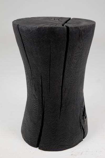  Logniture Solid Burnt Wood Brutalist Sculptural Side Table Pedestal Unique Jownik