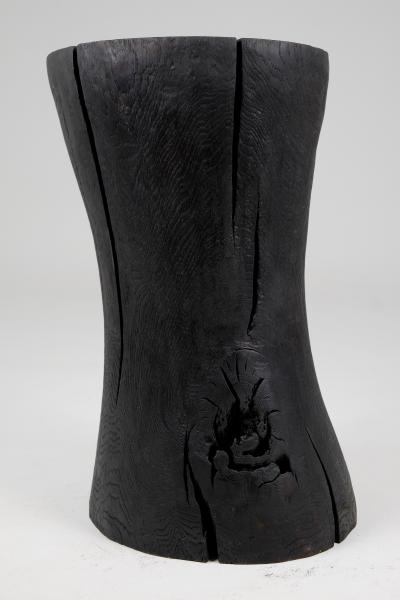  Logniture Solid Burnt Wood Brutalist Sculptural Side Table Pedestal Unique Jownik