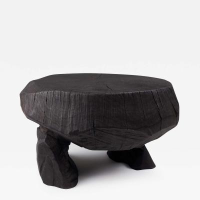  Logniture Solid Burnt Wood Brutalist Sculptural Stool Side Table Unique Original 1 1