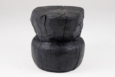  Logniture Solid Burnt Wood Brutalist Sculptural Stool Side Table Unique Original 1 1