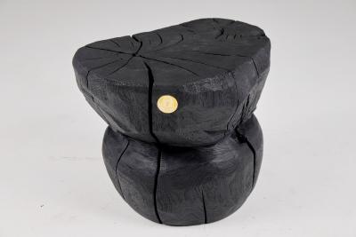  Logniture Solid Burnt Wood Brutalist Sculptural Stool Side Table Unique Original 1 1