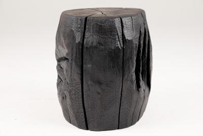  Logniture Solid Burnt Wood Brutalist Sculptural Stool Side Table Unique Original 1 1