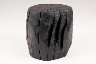  Logniture Solid Burnt Wood Brutalist Sculptural Stool Side Table Unique Original 1 1