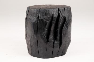  Logniture Solid Burnt Wood Brutalist Sculptural Stool Side Table Unique Original 1 1