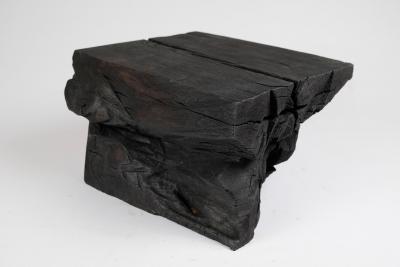  Logniture Solid Burnt Wood Sculptural Stool Side Table Rock Original Design Logniture