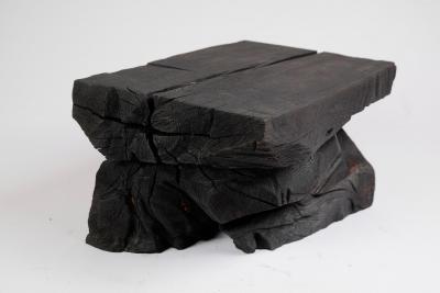  Logniture Solid Burnt Wood Sculptural Stool Side Table Rock Original Design Logniture