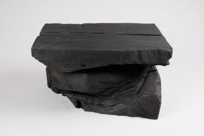  Logniture Solid Burnt Wood Sculptural Stool Side Table Rock Original Design Logniture