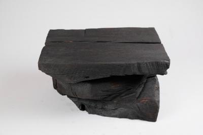  Logniture Solid Burnt Wood Sculptural Stool Side Table Rock Original Design Logniture