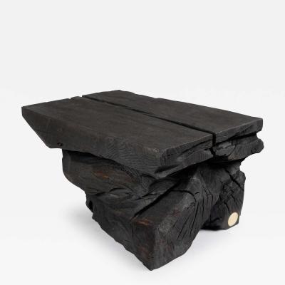  Logniture Solid Burnt Wood Sculptural Stool Side Table Rock Original Design Logniture
