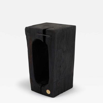  Logniture Solid Burnt Wood Side Table Stool Primative Design Brutalist