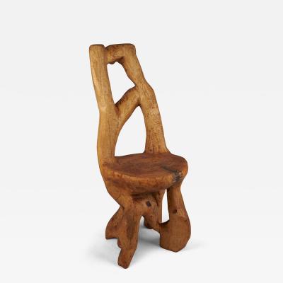  Logniture Svarun Rustic Solid Wood Chair Carved from Single Piece of Wood Logniture