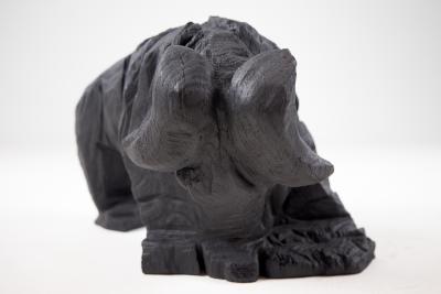  Logniture Taurus Chainsaw Carved Burnt Oak Bull Sculpture