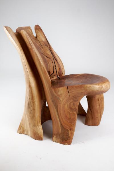 Logniture Veles Wooden Lounge Chair Carved From Single Piece of Wood Logniture