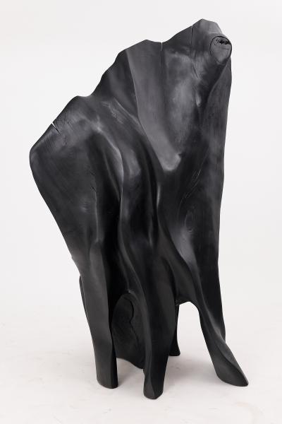 Logniture XXL Charred Black Wood Throne Chair in Organic Form by Logniture