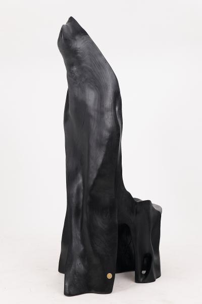 Logniture XXL Charred Black Wood Throne Chair in Organic Form by Logniture